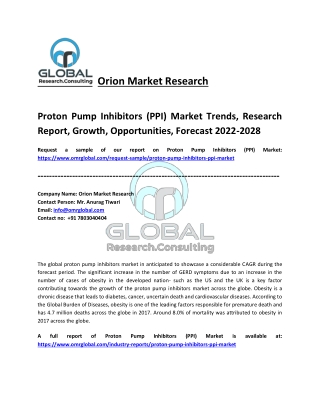 Proton Pump Inhibitors (PPI) Market Growth, Analysis and Forecast 2022-2028
