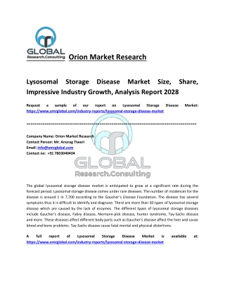 Lysosomal Storage Disease Market Size, Share, Trends and Overview 2022-2028