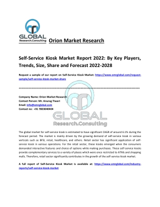 Self-Service Kiosk Market Growth, Share, Trends and Overview 2022-2028