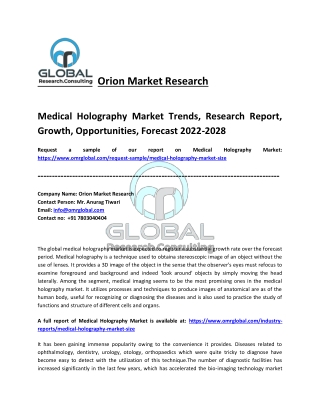 Medical Holography Market Growth, Share, Trends and Analysis Report 2028