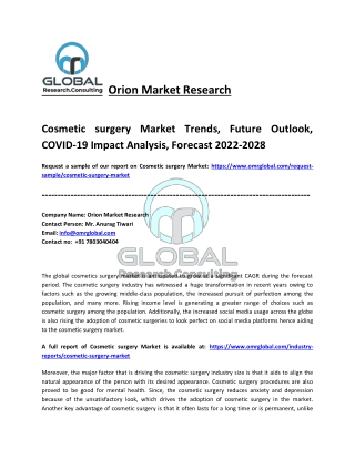 Cosmetic surgery Market Growth, Analysis Report, Share, Trends and Overview 2022
