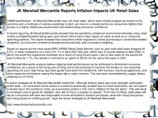 JK Marshall Mercantile Reports Inflation Impacts UK Retail Sales