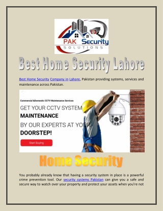 Best Home Security Company in Lahore