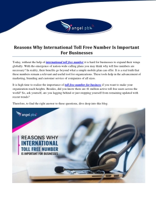 Reasons Why International Toll Free Number Is Important For Businesses