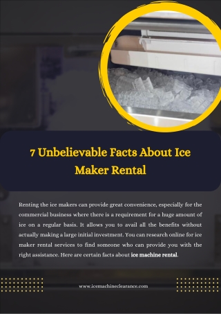 7 Unbelievable Facts About Ice Maker Rental