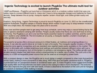 Ingenio Technology is excited to launch Plug&Go The ultimate multi-tool for outd