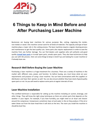 6 Things to Keep in Mind Before and After Purchasing Laser Machine