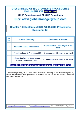 ISO 27001 Procedures - Documented Information