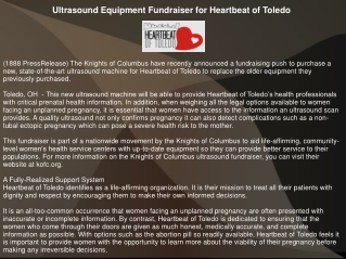 Ultrasound Equipment Fundraiser for Heartbeat of Toledo