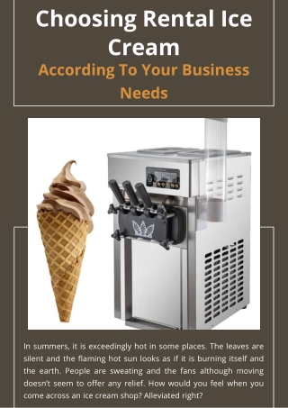 Choosing Rental Ice Cream According To Your Business Needs