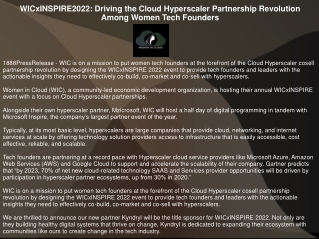 WICxINSPIRE2022: Driving the Cloud Hyperscaler Partnership Revolution Among Wome