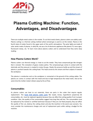 Plasma Cutting Machine_ Function, Advantages, and Disadvantages