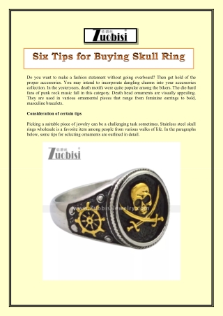 Six Tips for Buying Skull Ring