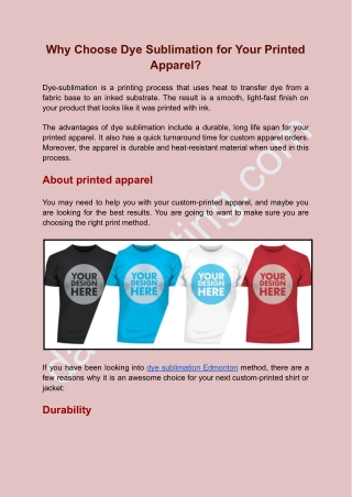 Why Choose Dye Sublimation for Your Printed Apparel