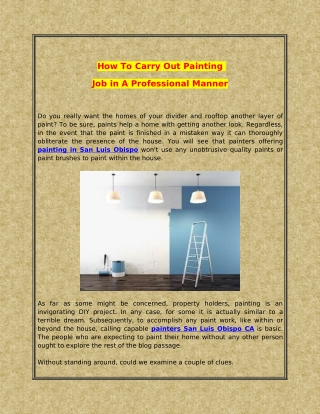 How To Carry Out Painting Job in A Professional Manner