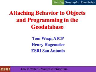 Attaching Behavior to Objects and Programming in the Geodatabase