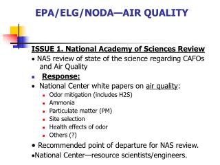 EPA/ELG/NODA—AIR QUALITY
