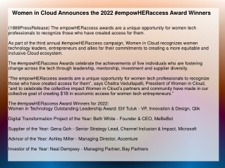 Women in Cloud Announces the 2022 #empowHERaccess Award Winners