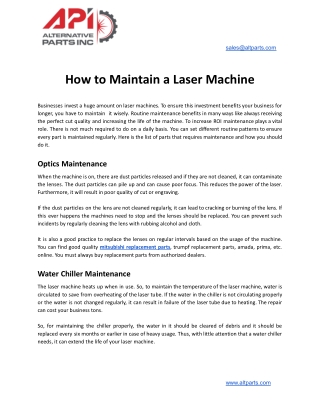 How to Maintain a Laser Machine