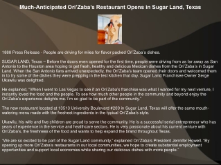 Much-Anticipated Ori’Zaba’s Restaurant Opens in Sugar Land, Texas