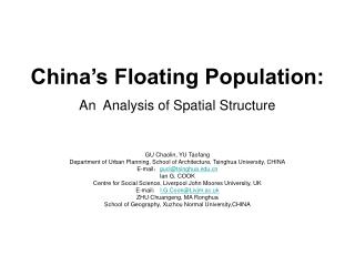 China’s Floating Population: An Analysis of Spatial Structure