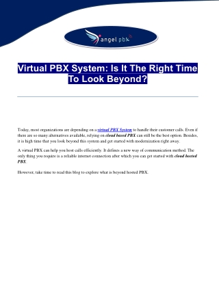 Virtual PBX System Is It The Right Time To Look Beyond