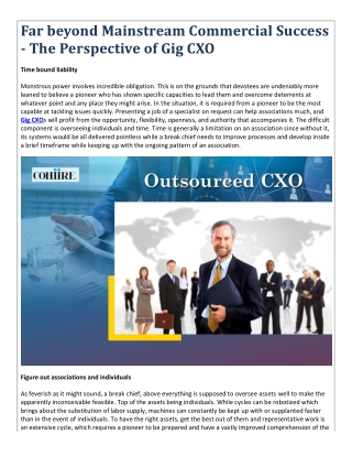 Far beyond Mainstream Commercial Success - The Perspective of Gig CXO