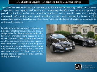 Dublin’s Top Rated Chauffeur Service - LfL Chauffeur Services