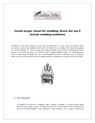 Israeli prayer shawl for wedding- Know the top 5 Jewish wedding traditions