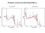 XP spectra: survey scans with Al Ka and Mg Ka.