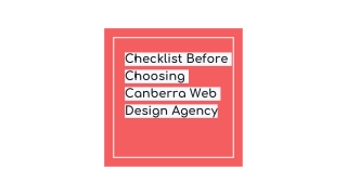 Checklist Before Choosing Canberra Web Design Agency