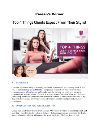 Pareen’s Corner – Top 4 Things Clients Expect From Their Stylist