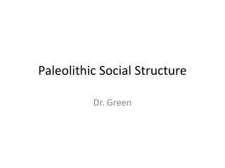 Paleolithic Social Structure