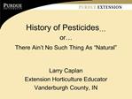 History of Pesticides or There Ain t No Such Thing As Natural