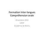 Formation Inter-langues Compr hension orale
