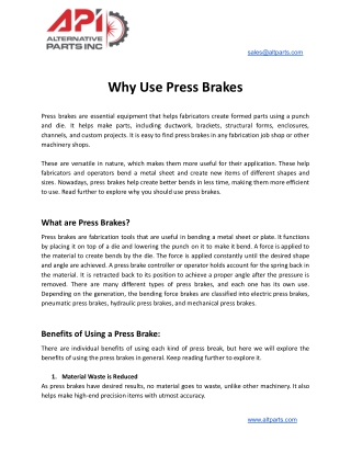 Why Use Press Brakes