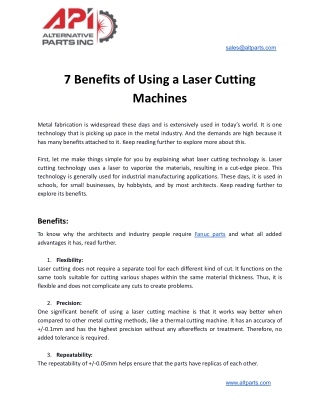 7 Benefits of Using a Laser Cutting Machines
