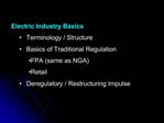 Electric Industry Basics Terminology