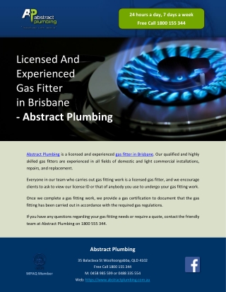 Licensed And Experienced Gas Fitter in Brisbane - Abstract Plumbing