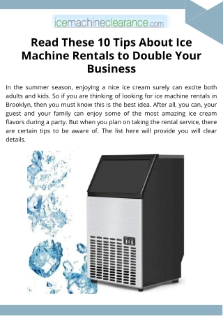 Read These 10 Tips About Ice Machine Rentals to Double Your Business