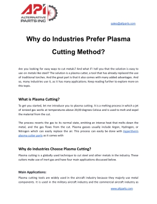 Why do Industries Prefer Plasma Cutting Method