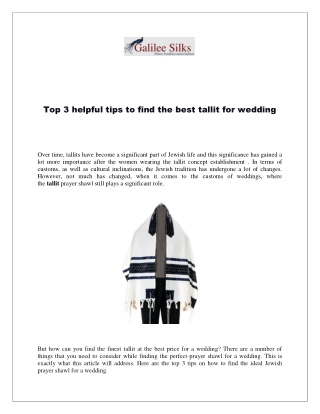 Top 3 helpful tips to find the best tallit for wedding