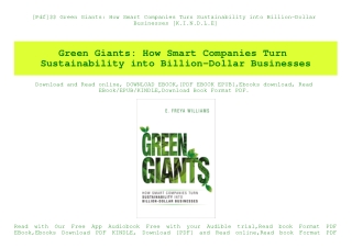 [Pdf]$$ Green Giants How Smart Companies Turn Sustainability into Billion-Dollar Businesses [K.I.N.D.L.E]
