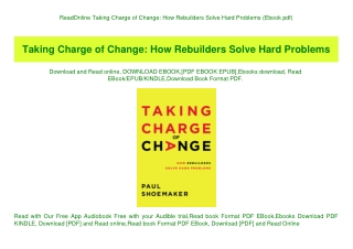 ReadOnline Taking Charge of Change How Rebuilders Solve Hard Problems (Ebook pdf)