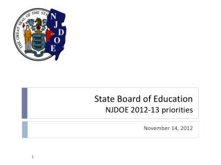 State Board of Education NJDOE 2012-13 priorities