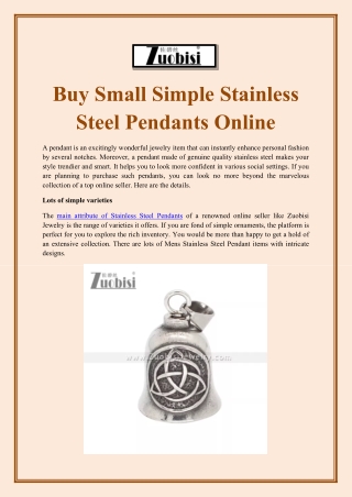 Buy Small Simple Stainless Steel Pendants Online