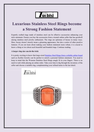 Luxurious Stainless Steel Rings become a Strong Fashion Statement
