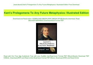 [read ebook] Kant's Prolegomena To Any Future Metaphysics Illustrated Edition Free Download