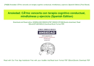 [Pdf]$$ Ansiedad CÃƒÂ³mo vencerla con terapia cognitivo conductual  mindfulness y ejercicio (Spanish Edition) [Free Eboo