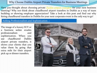 Choose Dublin Airport Private Transfers for Business Meetings - LFLCS